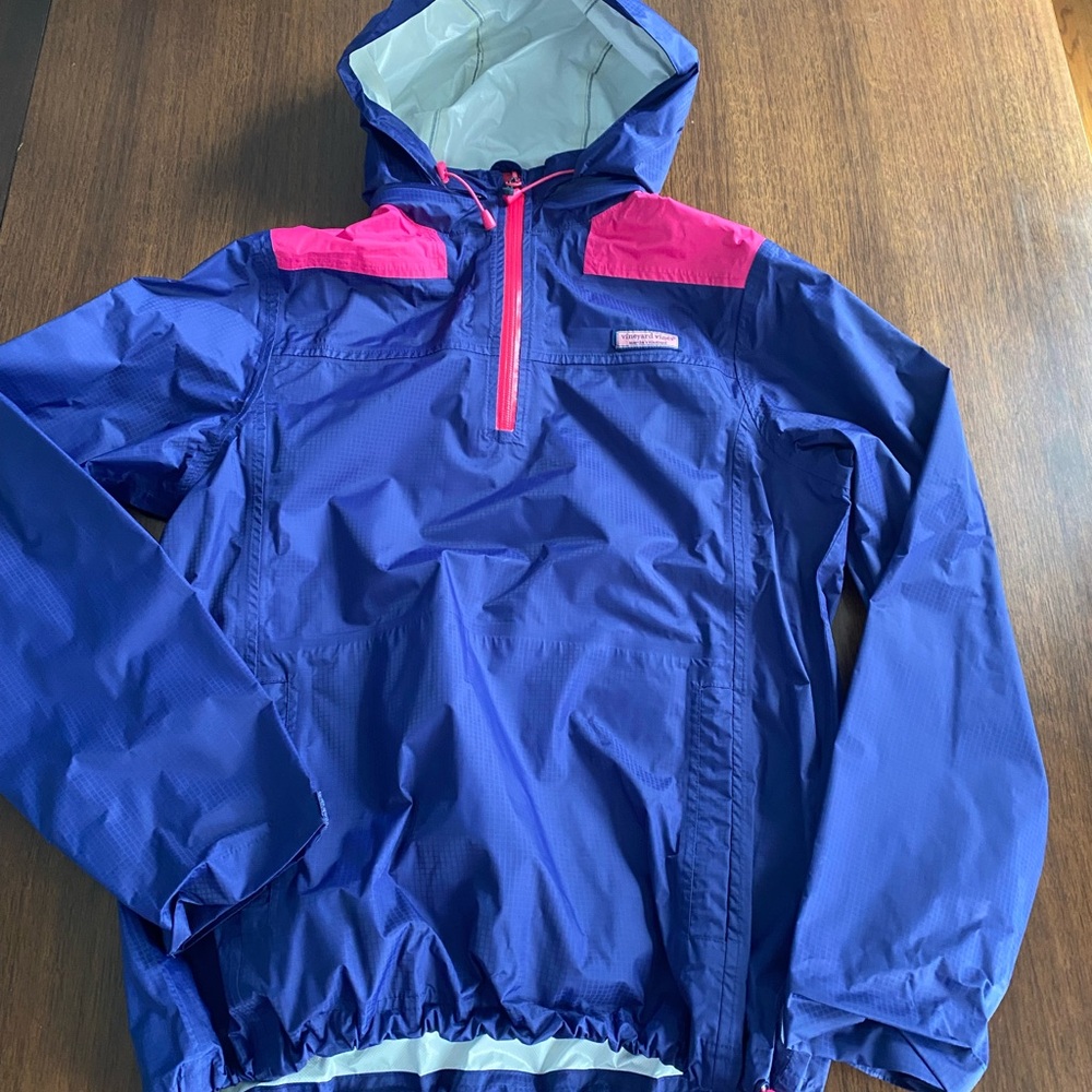 Vineyard Vines Navy Pullover Jacket with Pink Trim